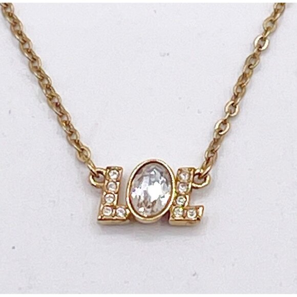Swarovski Jewelry - Swarovski Crystal Humorist LOL Pendant Necklace Gold Tone Adjustable Length